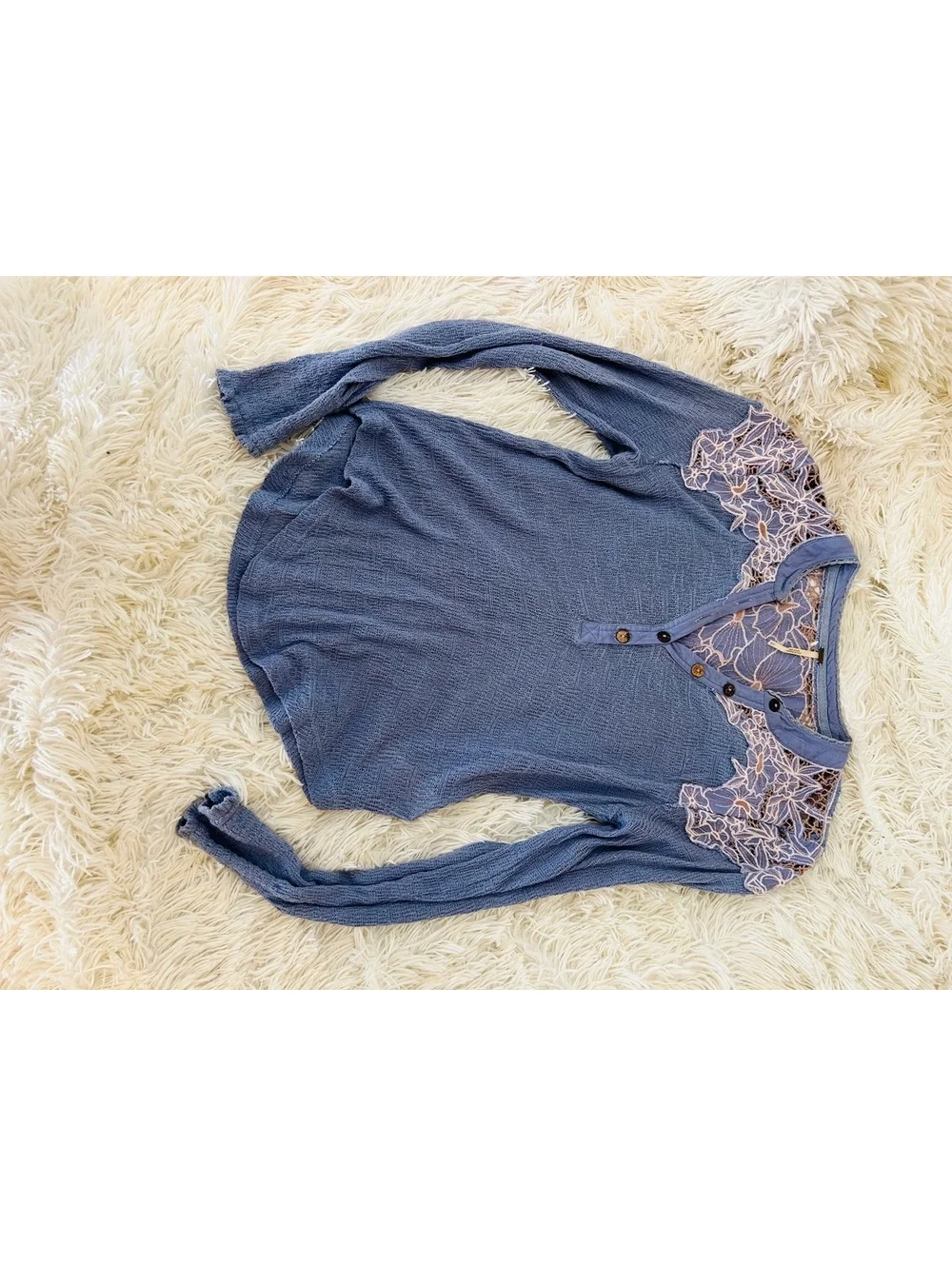 Free People Easy Breezy Henley Top MSRP $88